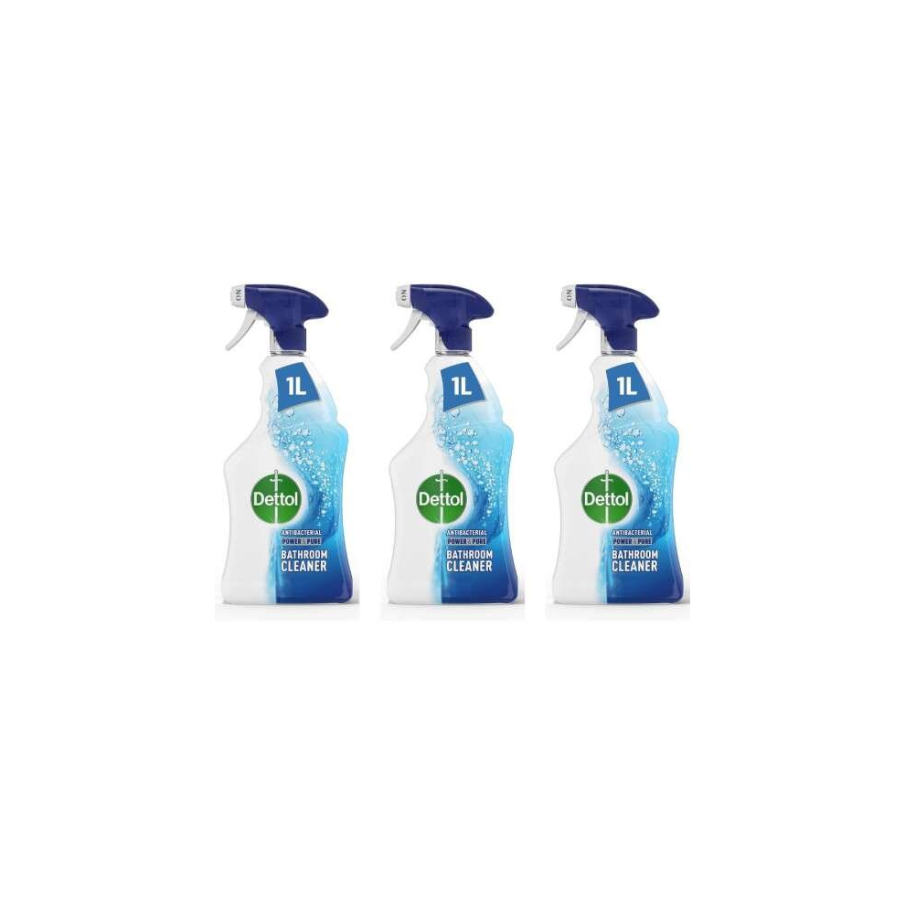 Dettol Power and Pure Antibacterial Bathroom Cleaner Spray 1 L (Pack of 3)