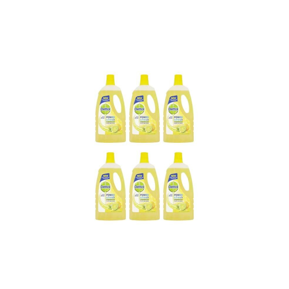 Dettol Power and Fresh Floor Cleaner Lemon, 1L (Pack of 6)