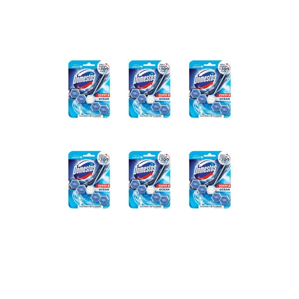 Domestos Power 5 Toilet Rim Blocks Ocean (Pack of 6)