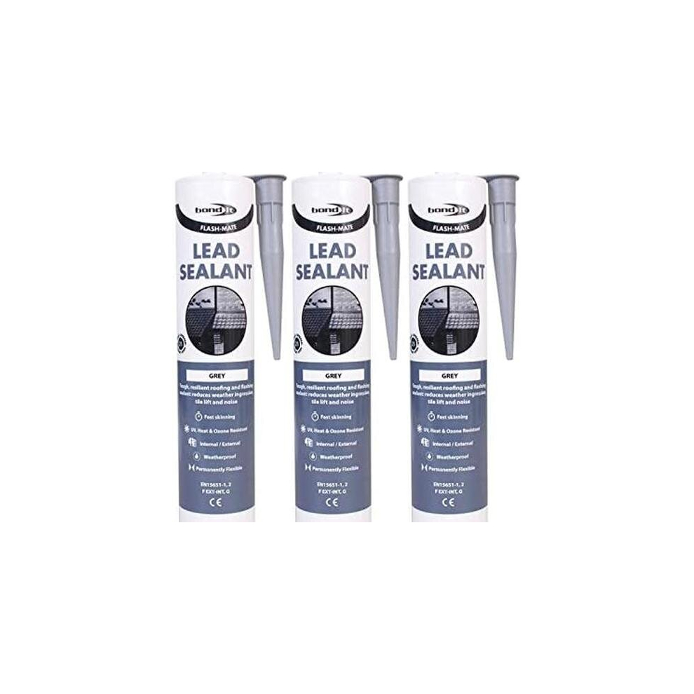 Bond It Flash Mate Lead Roofing Leak Repair Sealant Grey EU3    BDLEAD (Pack of 3)