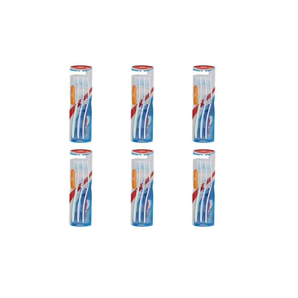 Aquafresh Flex Toothbrush, 3 in a Pack, Multi-coloured (Pack of 6)