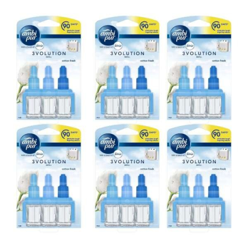Ambi Pur Ambi Pur Febreze 3Volution Air Freshener Plug-In Refill, Cotton Fresh, 20ml (Pack of 6)