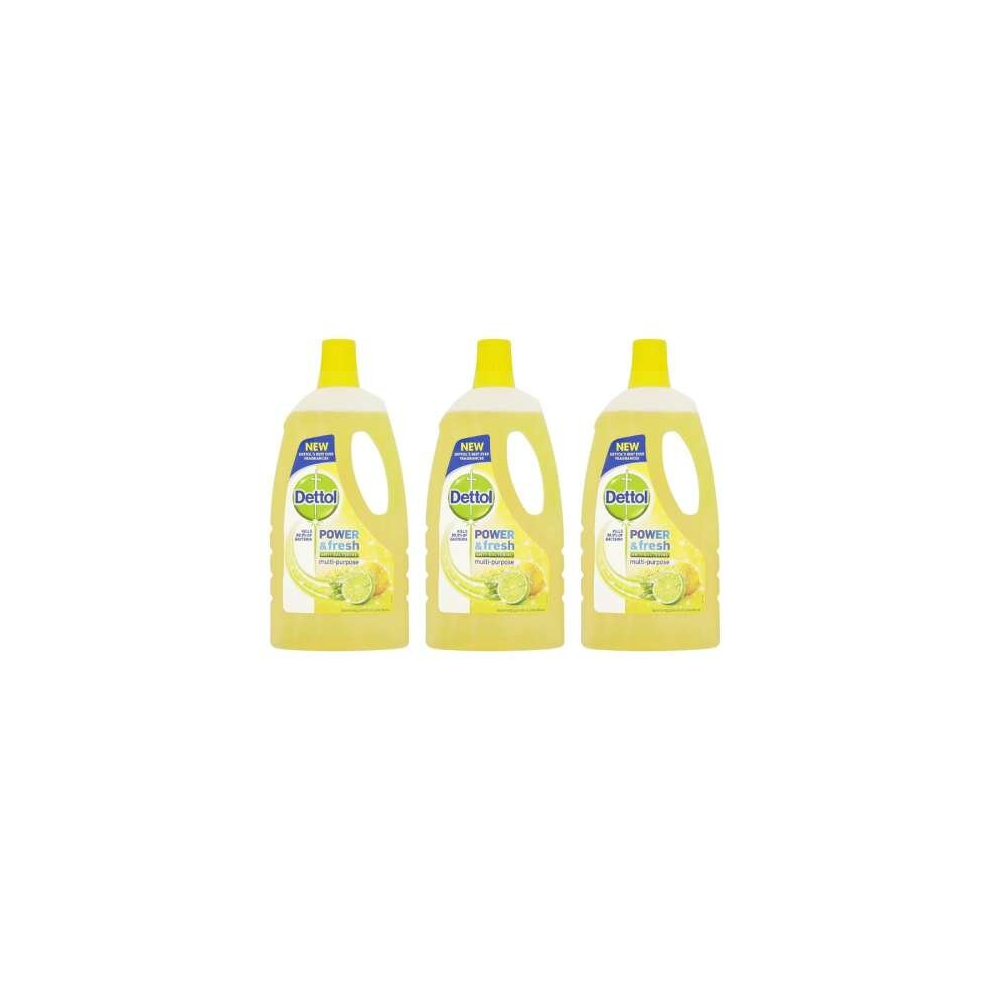 Dettol Power and Fresh Floor Cleaner Lemon, 1L (Pack of 3)