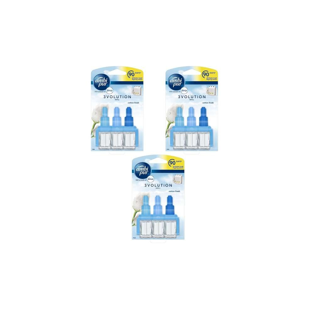 Ambi Pur Febreze 3Volution Air Freshener Plug-In Refill, Cotton Fresh, 20ml (Pack of 3)