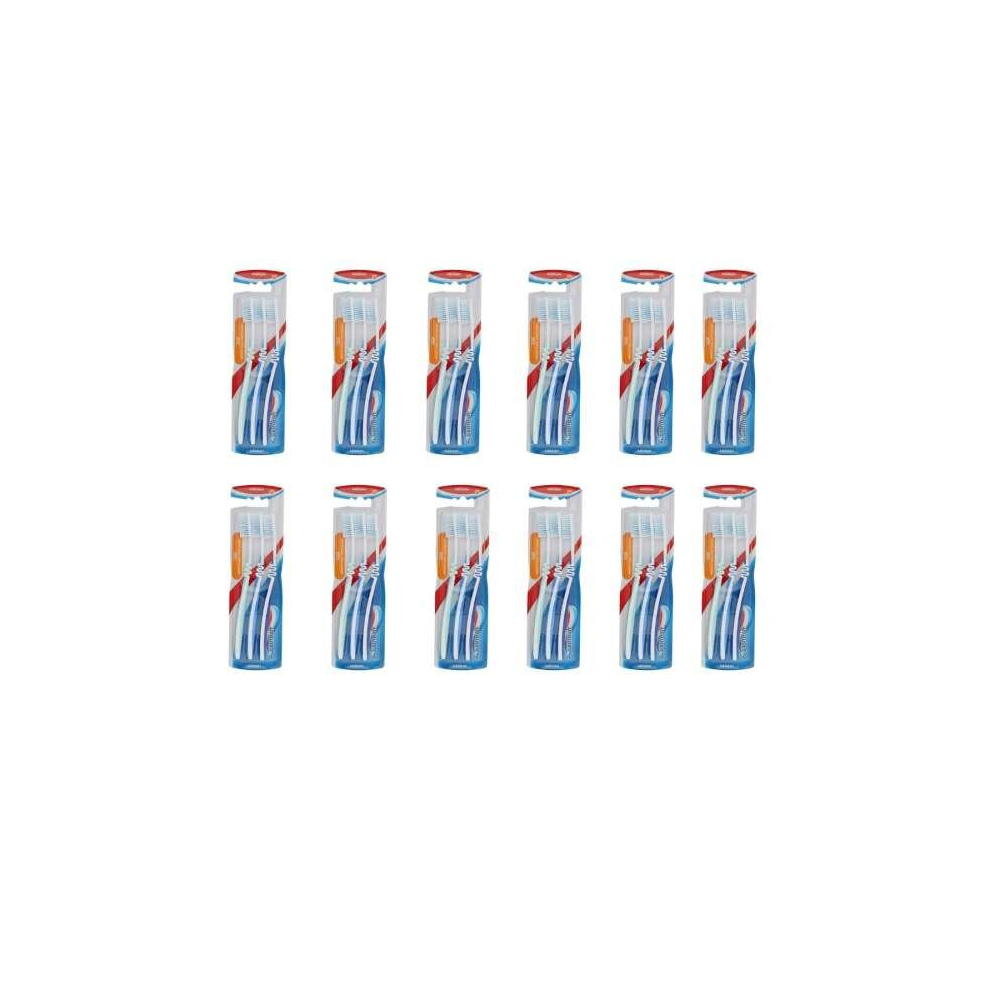 Aquafresh Flex Toothbrush, 3 in a Pack, Multi-coloured (Pack of 12)