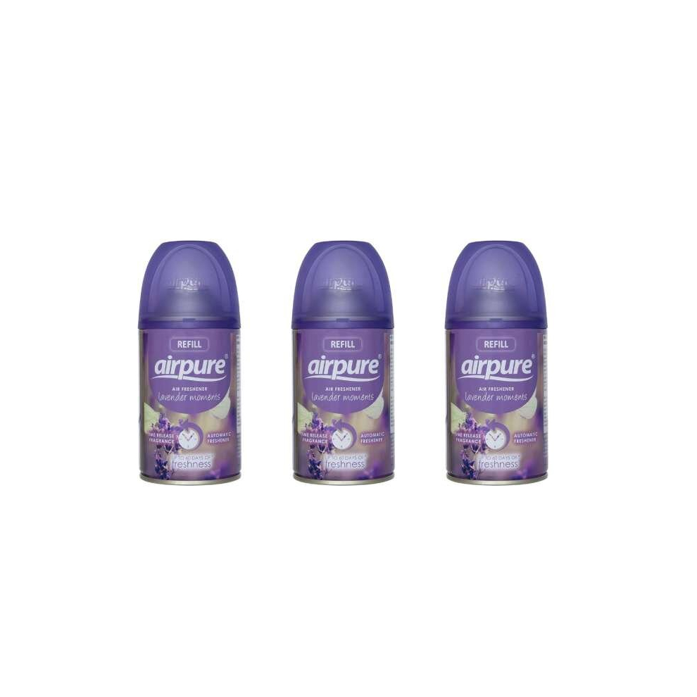 AIRPURE Air-O-Matic Air Freshener Refill, 250ml Lavender Moments (Pack of 3)