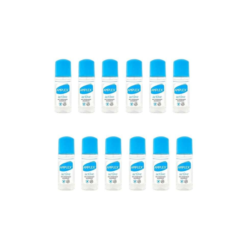 Amplex Active Anti-Perspirant Deodorant Roll-On 50ml (Pack of 12)