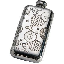 3oz Pewter Pocket Flask Embossed all over Retro Pattern on Front and Back Bright Polished Finish Screw Top Perfect for Engraving Hip Flasks for Men Pe