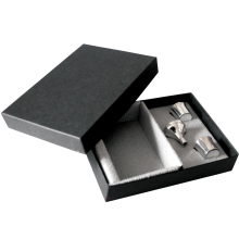 Presentation Box Perfect for Single Hip Flask 4oz or 6oz Supplied with 2 Pewter Nip Cups and a Pewter Funnel Lid and Base Box