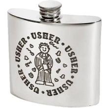 4oz Pewter Flask Wedding Usher Embossed Design Gift Kidney Shaped Flask Bright Polished Finish Screw Top Perfect for Engraving Hip Flasks for Men Pers