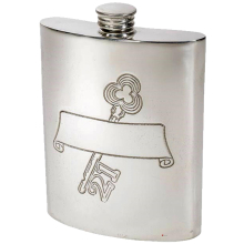 6oz Pewter Kidney Shaped Flask 21st Birthday Key Stamp Scroll Banner Polished Finish Screw Top Perfect for Engraving Hip Flasks for Men and Women Pers