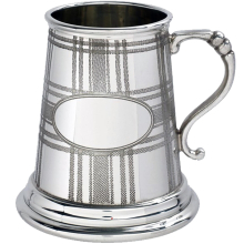 Quarter Pint Baby Christening Tartan Pattern All over Body Scroll Handle Perfect for Engraved Supplied in Satin Presentation Box