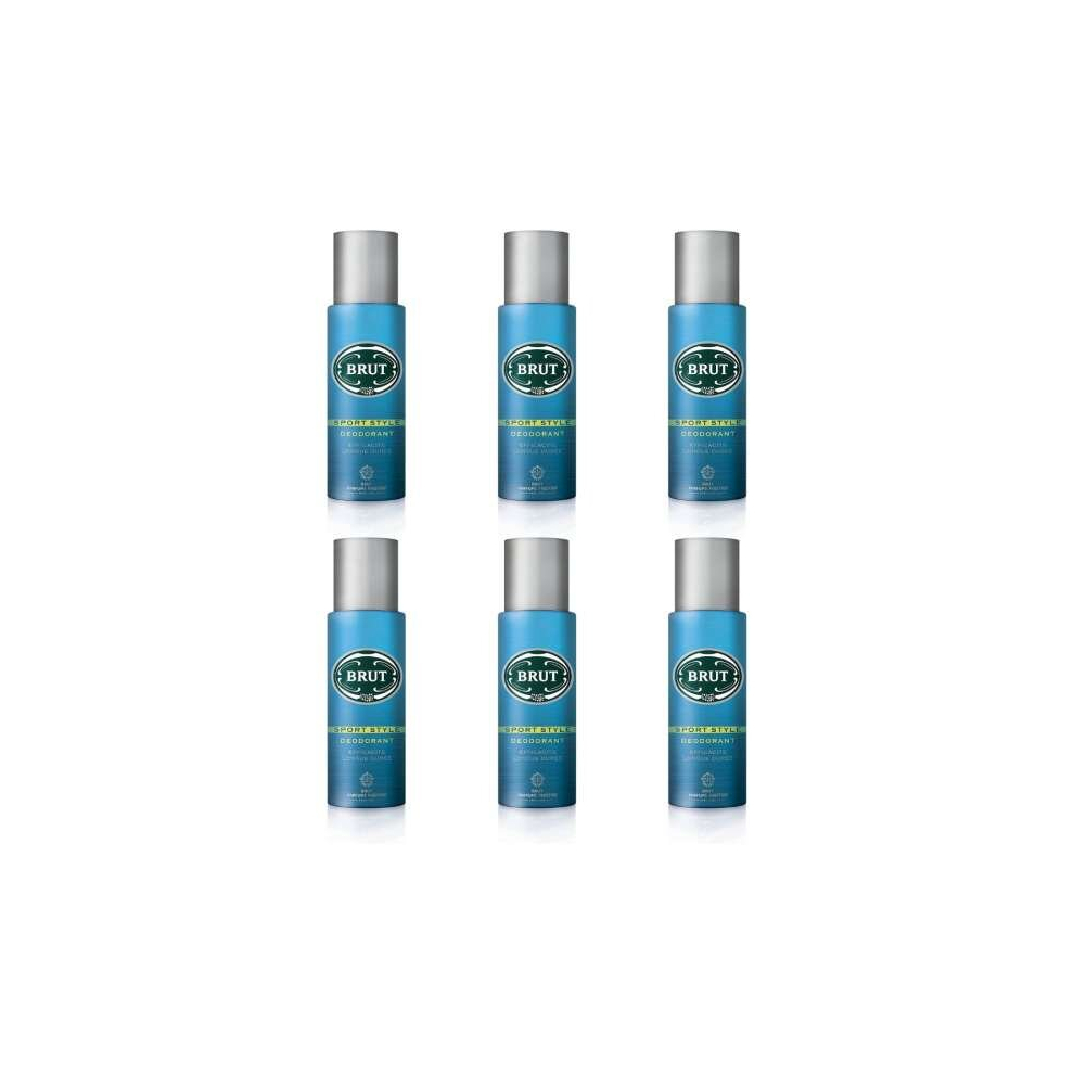 BRUT Deodorant, Aerosol Sport Style 200 ml (Pack of 6)