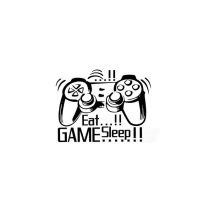 2PCS Creative Art Game Handle Wall Stickers "EAT SLEEP GAME" Black Vinyl Removable Printed Game Lovers Bedroom Wall Stickers Hot Play