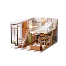 Doll House Miniature DIY Dollhouse With Furnitures Wooden House Waiting Time Toys For Child