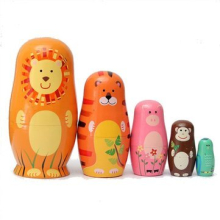 Ensemble de 5 poupées gigognes en bois mignonnes Matriochka Animal poupée russe