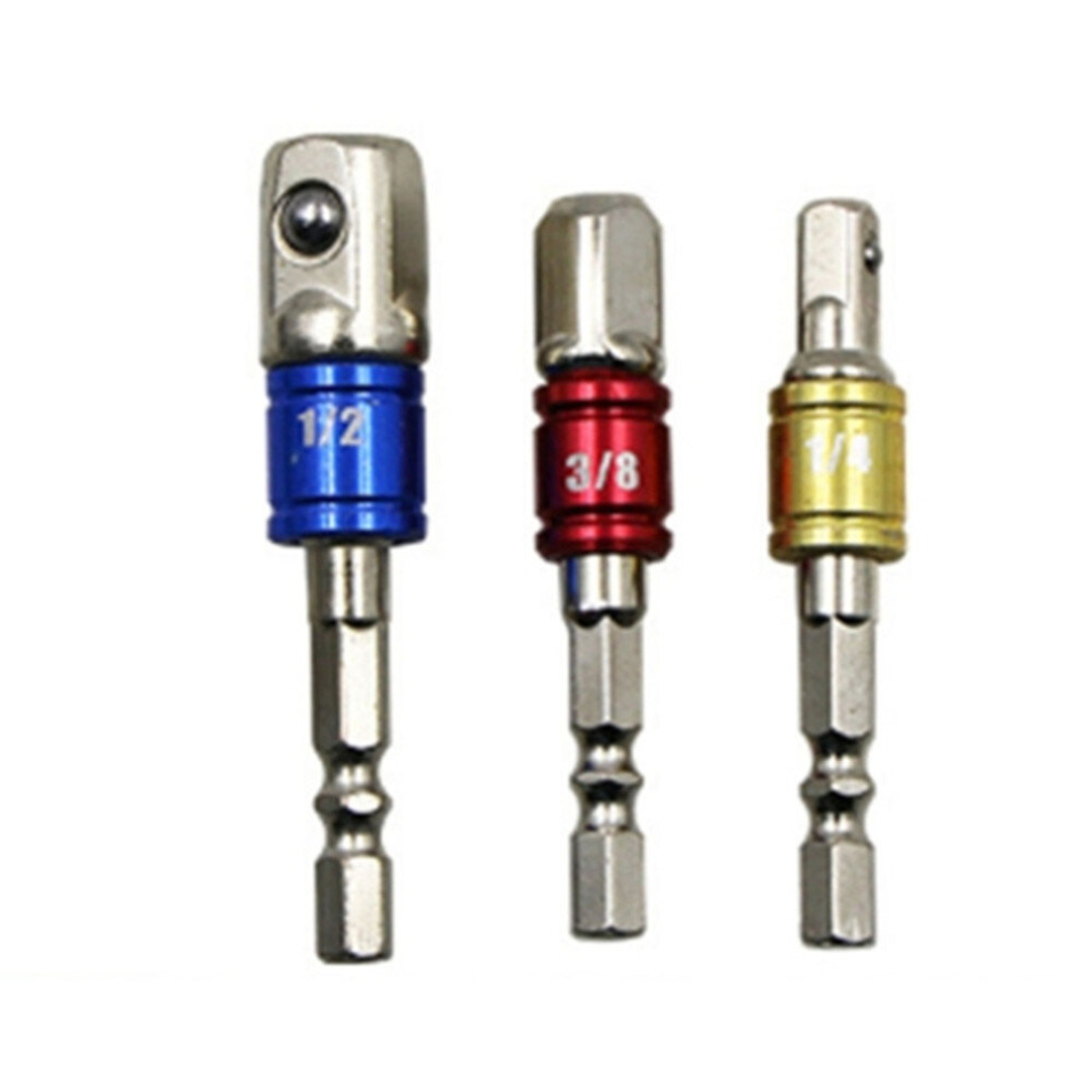 3Sets 3 Pcs/Set Socket Bit Extension Bar Hex Shank Adapter Drill Nut Driver Power Drill Bit(1/4, 3/8, 1/2 Inch), Length:65-73Mm 766262008627