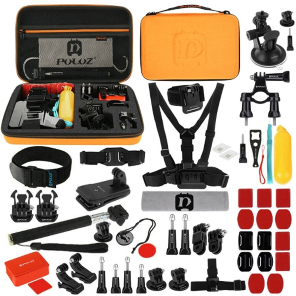 53 In 1 Accessories Total Ultimate Combo Kit With Eva Case For Gopro Hero8 /7 /6 /5 /5 Session /4 Session /4 /3+ /3 /2 /1, Xiaoyi Orange/Black 8881471557512