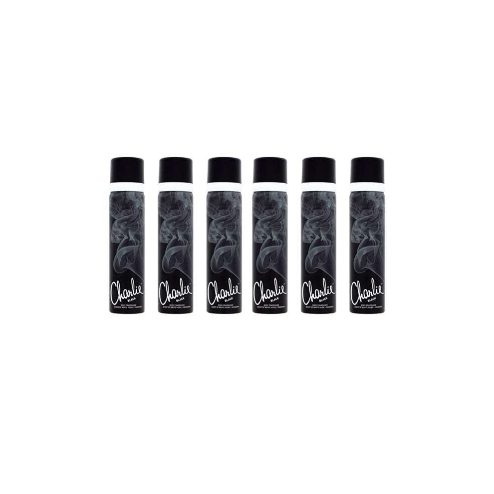 Charlie Black Body Fragranc, 75 ml (Pack of 6)