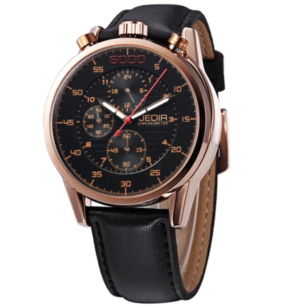 Photos - Wrist Watch Waterproof Arabic Numerals Scale Quartz Movement Three Functional Sub Dials Waist Watch with Le(24 Hours, Stopwatch, Minute)