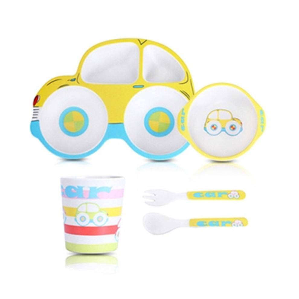 Dsport Bamboo Fiber Cartoon Dinner Plate For Children(Yellow)