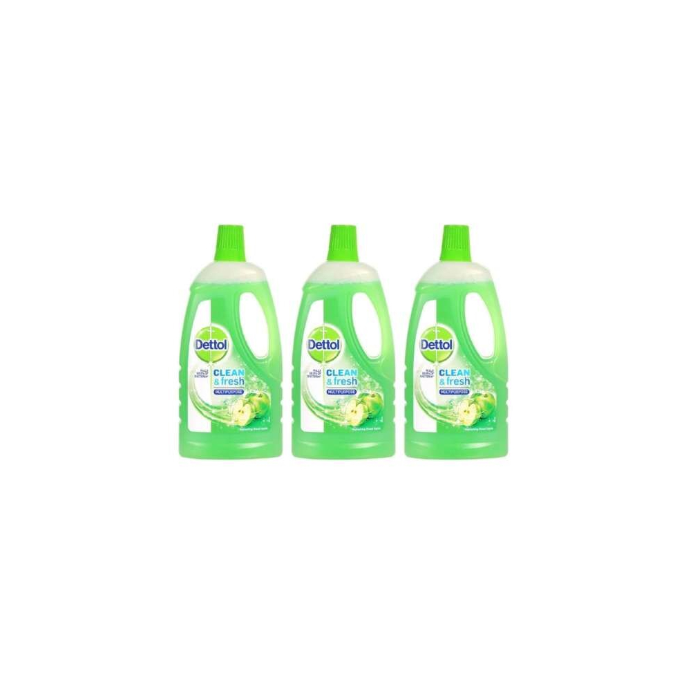 Dettol Power and Fresh Multi Purpose Cleaner, Refreshing Green Apple, 1L (Pack of 3)