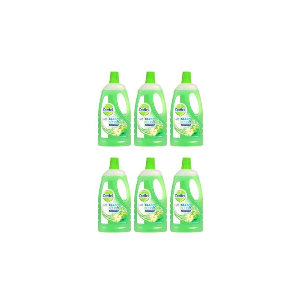 Dettol Power and Fresh Multi Purpose Cleaner, Refreshing Green Apple, 1L (Pack of 6)