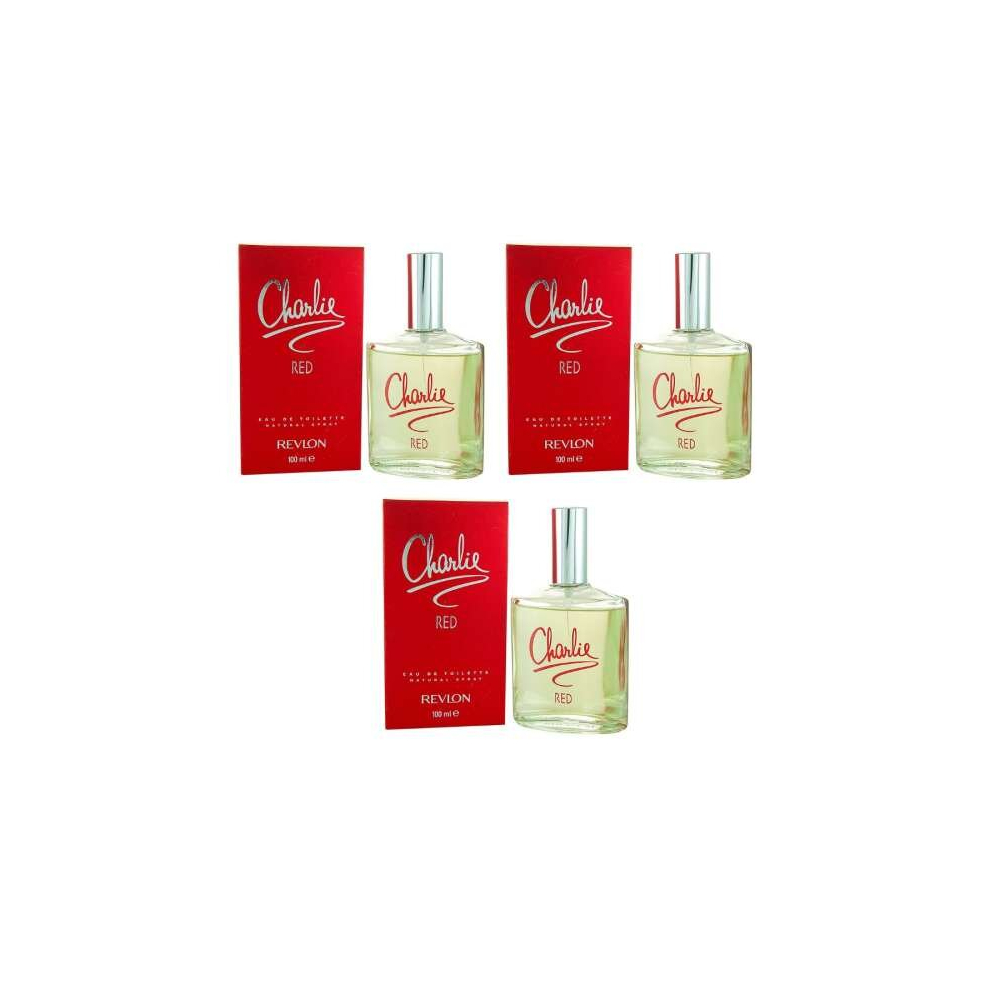 Charlie Eau de Toilette - Red - 100 ml (Pack of 3)