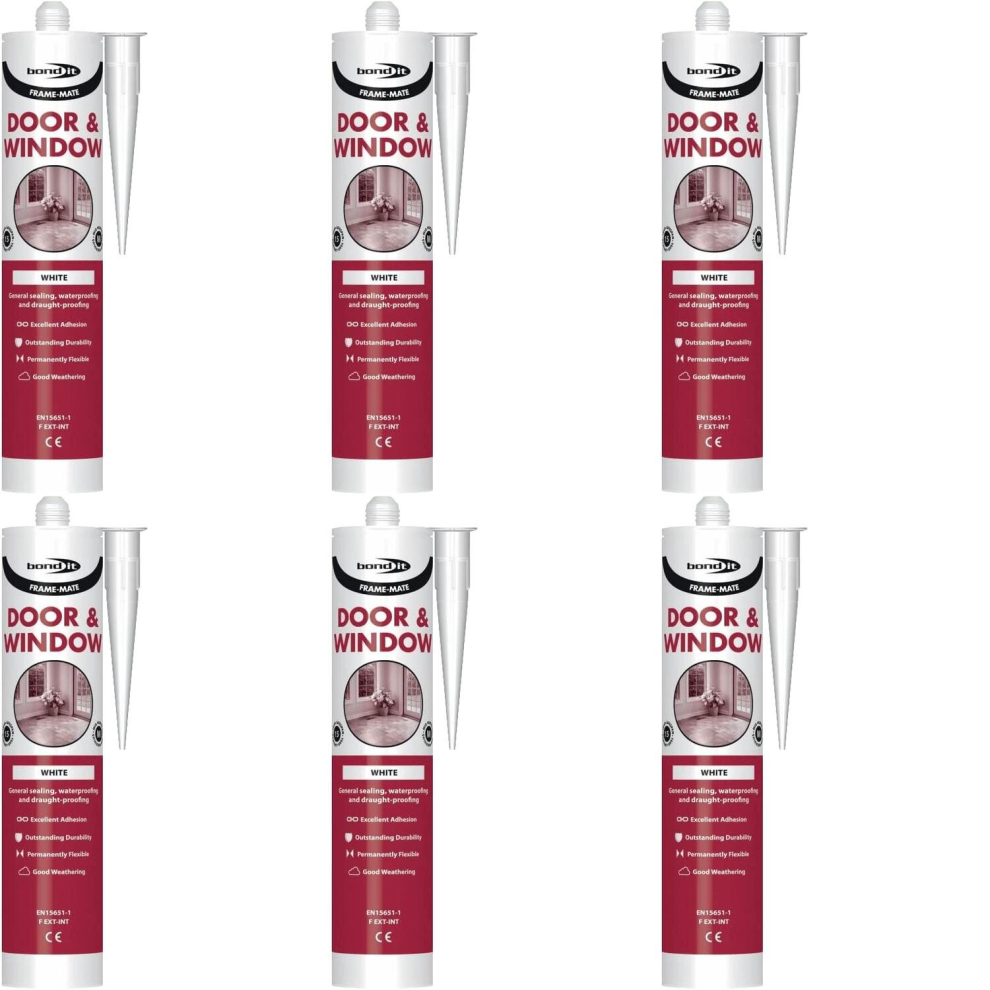 Bond it Frame Mate Door & Window Silicone Sealant White EU3, 310ml  BDFMWH (Pack of 6)