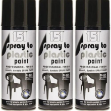 151 Plastic Paint Black Gloss Spray Paint Aerosol Auto Multi-Purpose 400ml (Pack of 3)