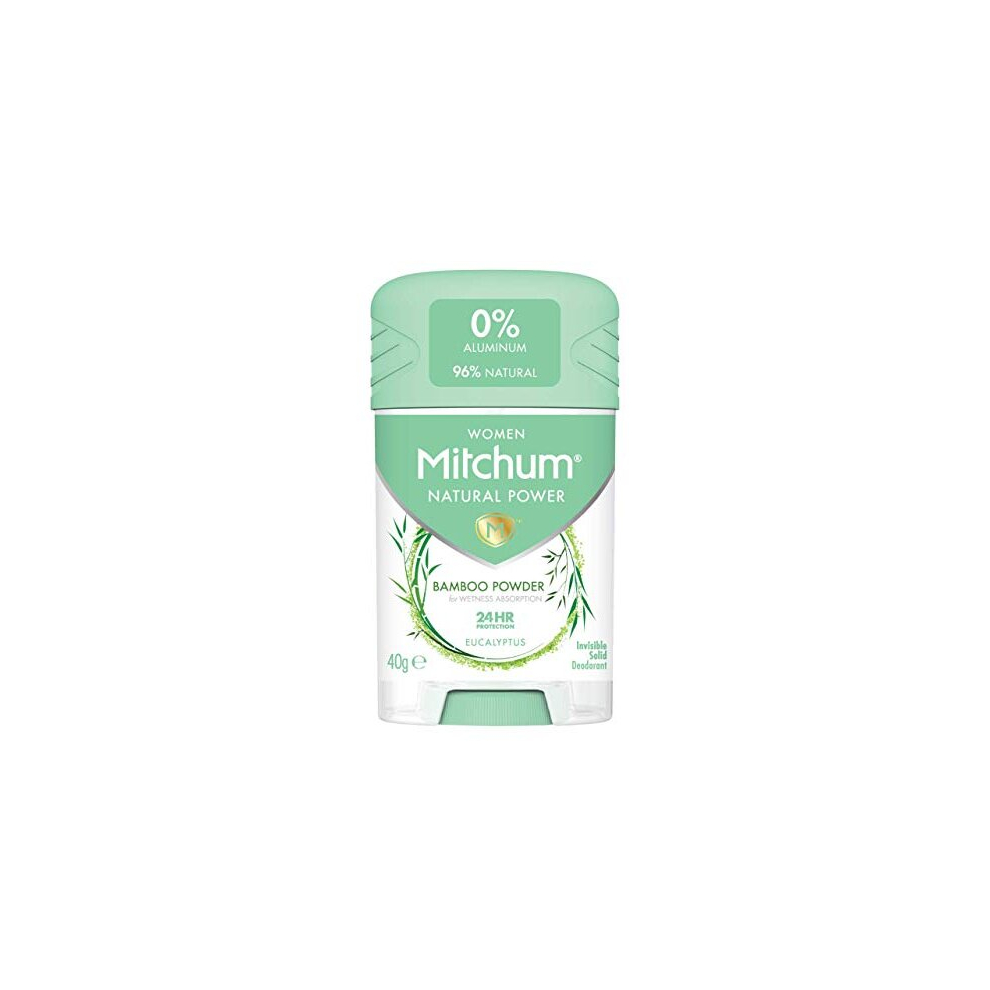 Mitchum Women 24HR Natural Vegan Deodorant Stick with 96 percent Natural Ingredients 40g Aluminium Free, Eucalyptus Scent, Dermatologist Tested