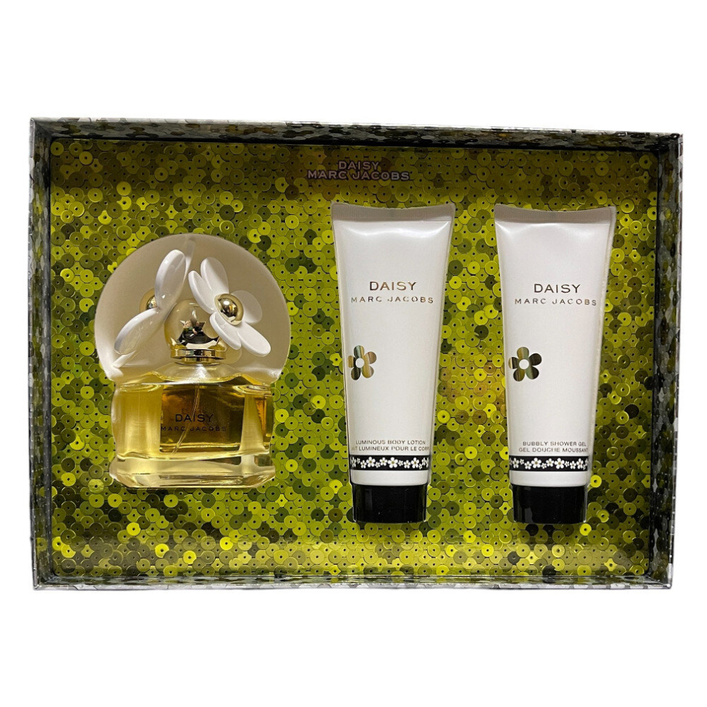 Marc Jacobs Daisy 3 Piece Gift Set: 50ml EDT Spray - Body Lotion 75ml - Shower Gel 75ml