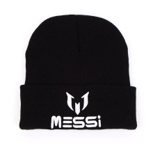 (BLACK) New Soccer Messi Fans Hat women Men Skullies Black Gray Women Beanie Whiter Hats Beanies Warm Knitted Hat Wool Cap Gorros