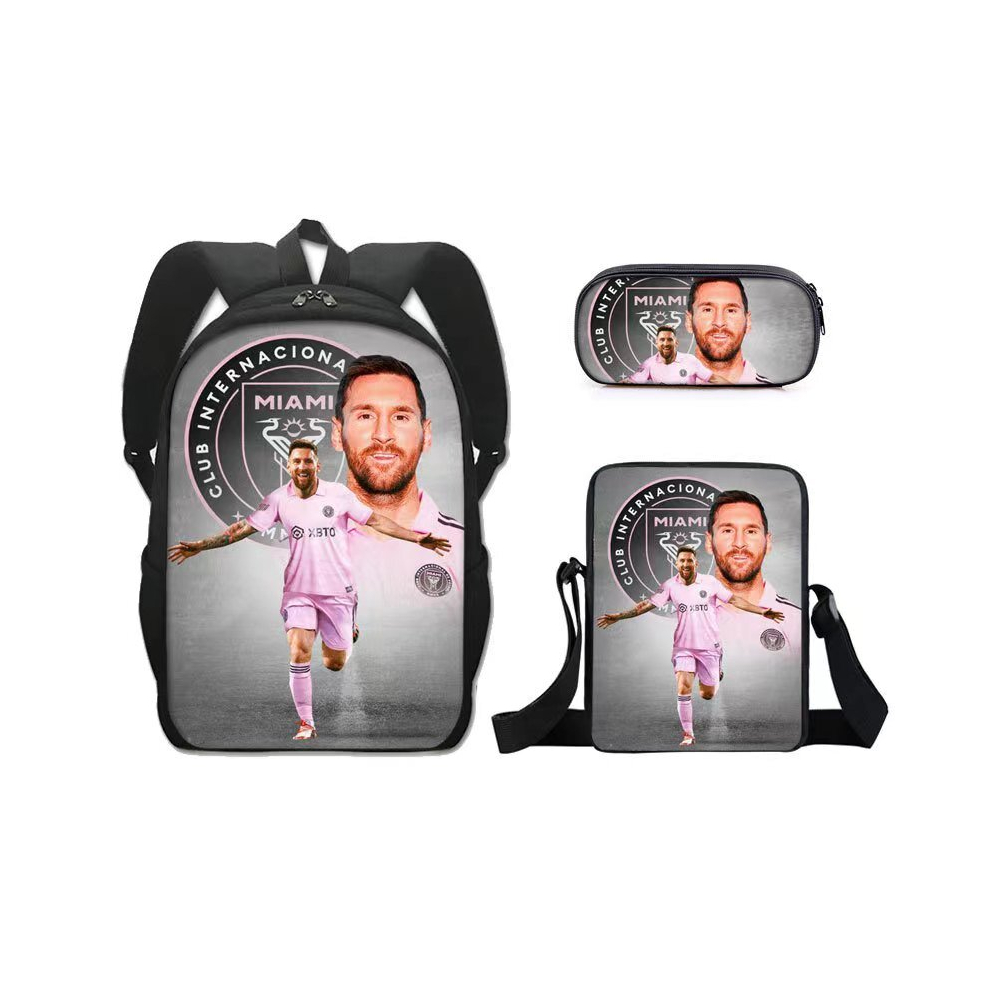 (style 17) Football school bag Miami International Messi three-piece backpack