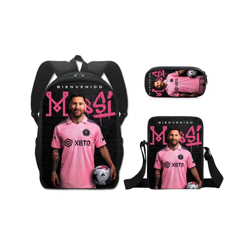 (style 6) Football school bag Miami International Messi three-piece backpack