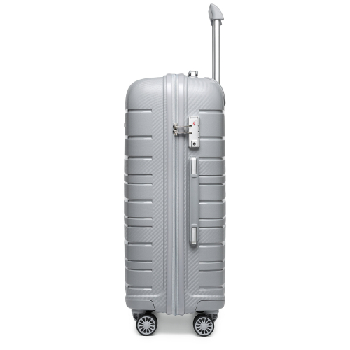 (Grey, 24 inch) 1, 2 Or 4 Piece Hard Shell PP Suitcase With TSA Lock 1