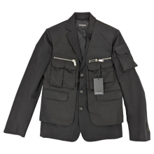 (EU 44) DSQUARED2 S74FZ0034 Mens Waistcoat Jacket Black