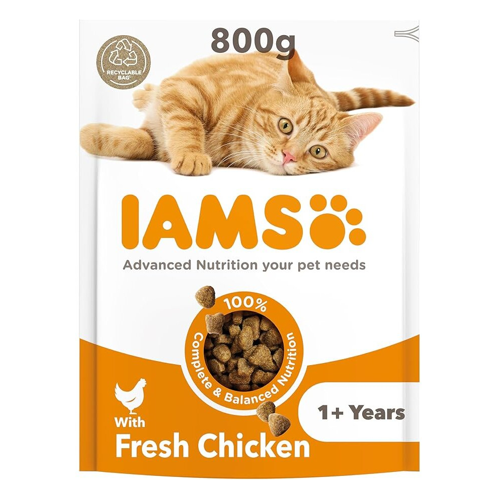 IAMS Complete Dry Cat Food for Adult 1+ Cats with Chicken 800 g