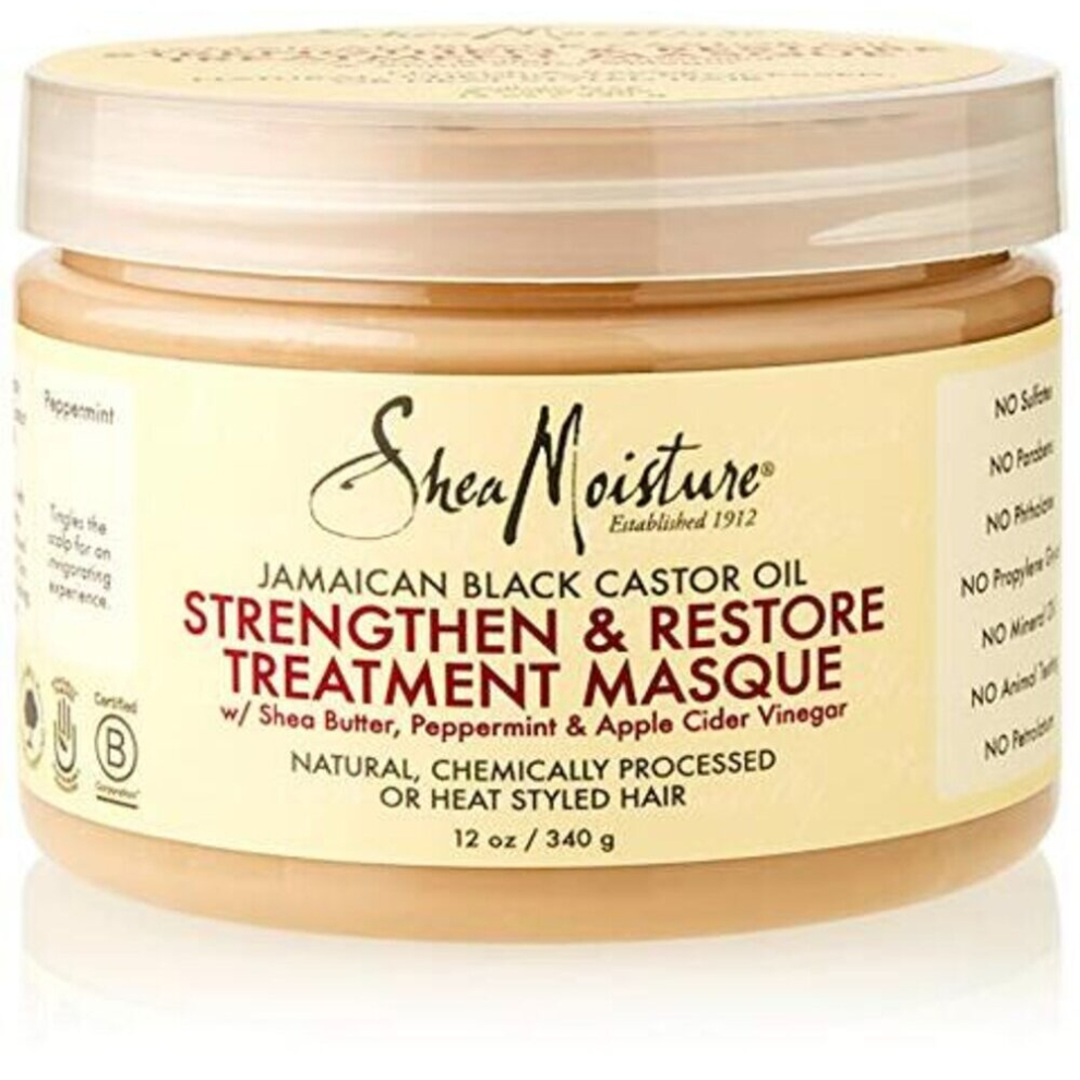 Black Shea Moisture Jamaican Castor Oil Strengthen Restore Treatment Masque 12 Oz