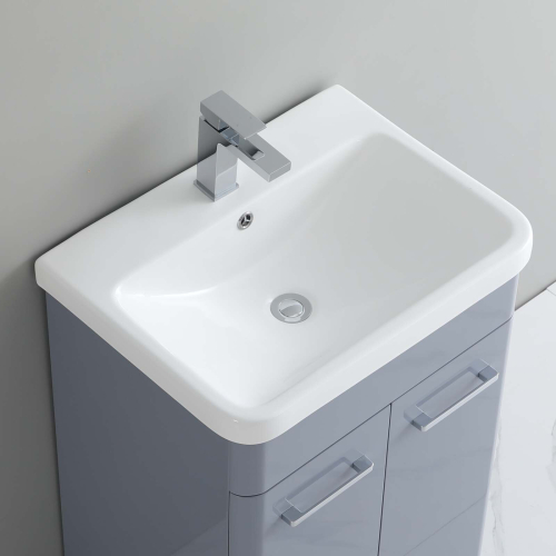 600mm Inset Bathroom Basin with Overflow Ceramic Mid-Edge Wash Basin 1