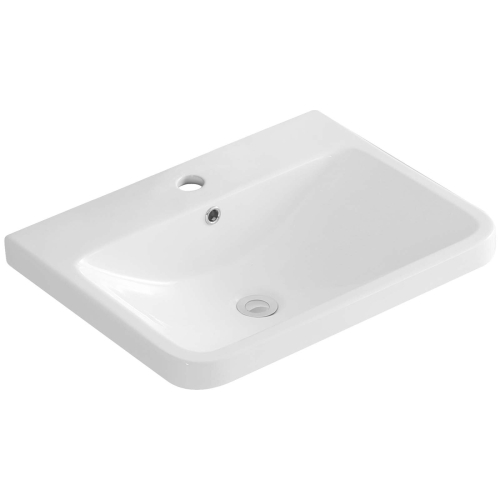 600mm Inset Bathroom Basin with Overflow Ceramic Mid-Edge Wash Basin