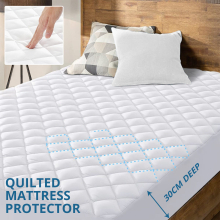 (Double) Quilted Mattress Protector Single Double King Extra Deep 30CM Fitted Bed Cover