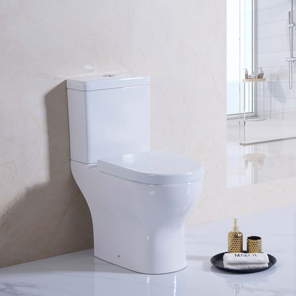 Close Coupled Toilet & UF Soft Close Seat White Ceramic WC Dual Flush