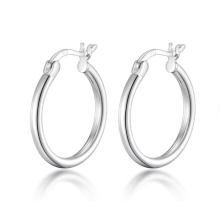 Bairongpan Sterling Silver Hoop Earrings 925 - Hypoallergenic, Lever-Back, 20.5mm x 19.2mm, 2mm Thick