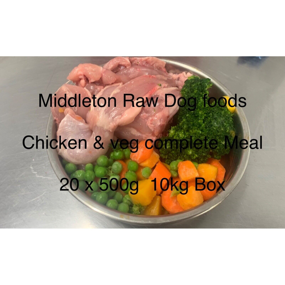 Dog Food Frozen Chicken & veg complete meal  10kg box 20x500g Chub