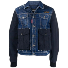 (EU 50) DSQUARED2 Mens Denim Jacket Black Sleeve