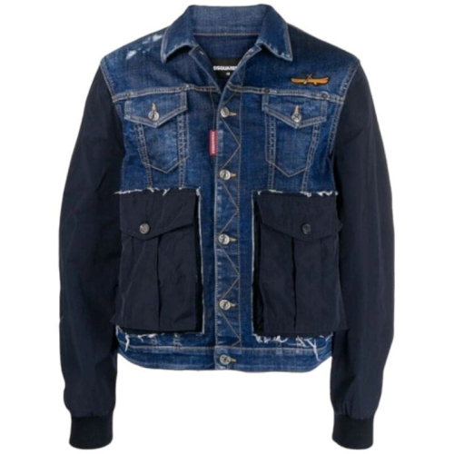 Dsquared2 (EU 50) DSQUARED2 Mens Denim Jacket Black Sleeve