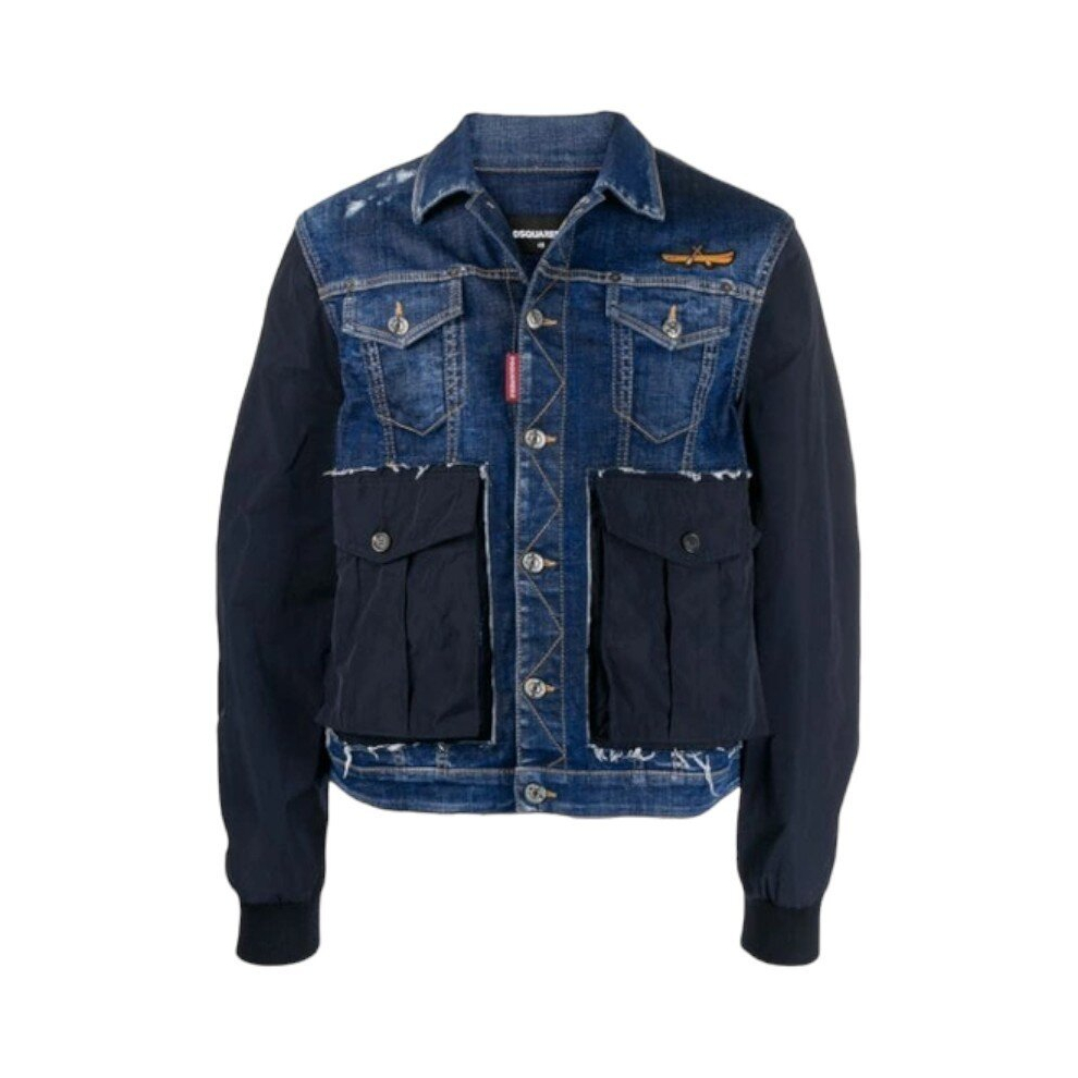 (EU 50) DSQUARED2 Mens Denim Jacket Black Sleeve