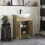 Bathroom Vanity Unit Basin Sink Single Tap Hole Freestanding 560mm Oak Effect 3