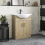 Bathroom Vanity Unit Basin Sink Single Tap Hole Freestanding 650mm Oak Effect 2